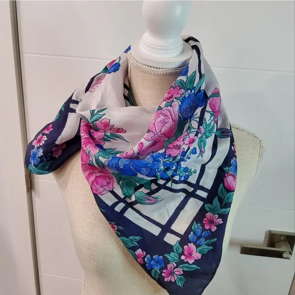 Golden Dragon Vintage Silk Square Scarf
